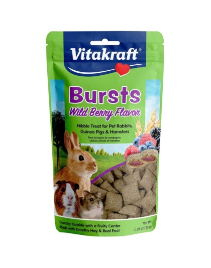 Vitakraft Bursts Treat for Rabbits, Guinea Pigs & Hamsters - Wild Berry Flavor - 1.76 oz