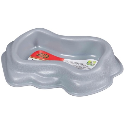 Zilla Decor Durable Dish for Reptiles Grey - Small (6"L x 5"W x 2.5"H)