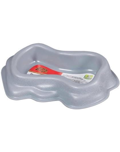 Zilla Decor Durable Dish for Reptiles Grey - Small (6"L x 5"W x 2.5"H)