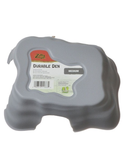 Zilla Durable Den for Reptiles - Gray - Medium - (8.6"L x 7.1"W x 3.4"H)