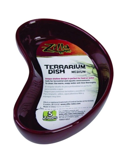 Zilla Kidney Shaped Terrarium Dish - Food or Water - Medium - 5.25" Long - (Assorted Colors)