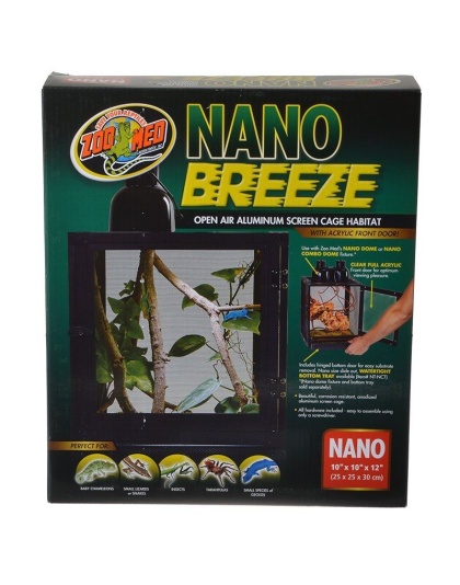 Zoo Med Nano Breeze Aluminum Screen Cage Habitat - 1 Pack (10"L x 10"W x 12"H)
