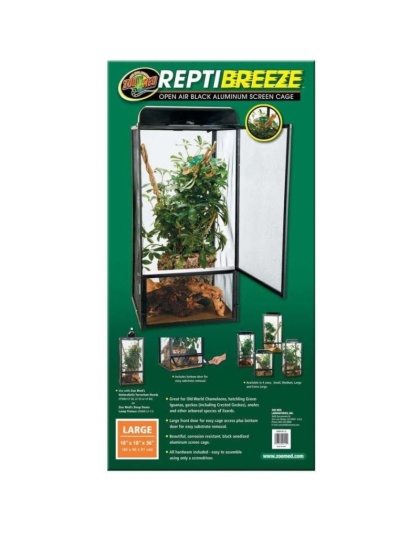 Zoo Med Reptibreeze Open Air Aluminum Screen Cage - Black - Large (18"L x 18"W x 36"H)