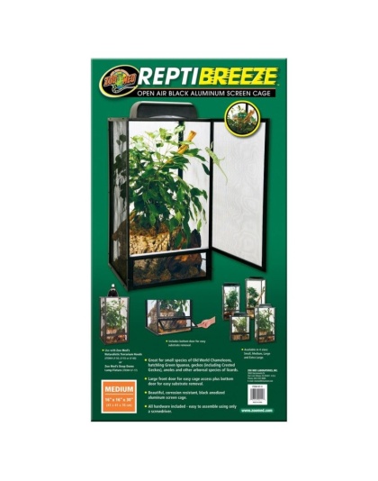 Zoo Med Reptibreeze Open Air Aluminum Screen Cage - Black - Medium (16"L x 16"W x 30"H)