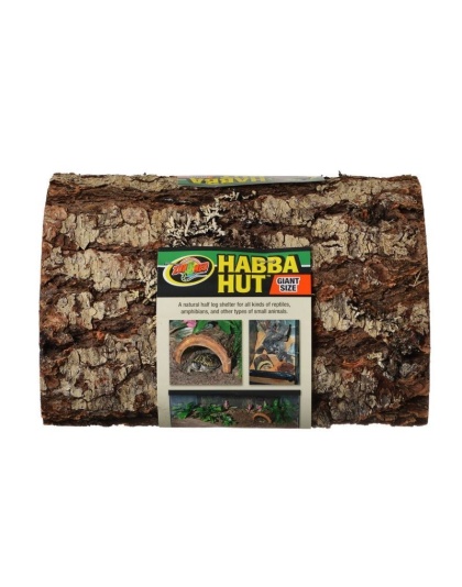 Zoo Med Habba Hut Natural Half Log with Bark Shelter - Giant (11"L x 9.5"W x 5.5"H)