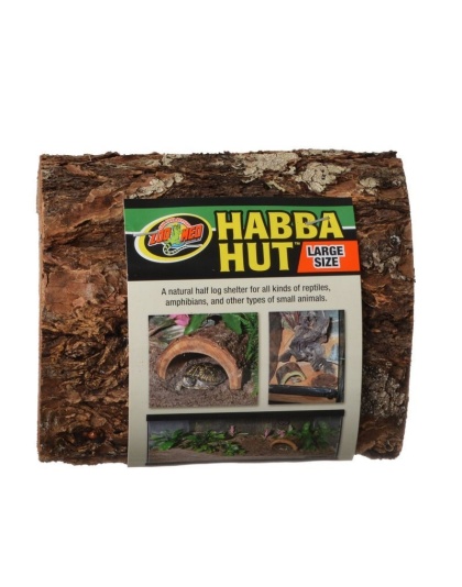 Zoo Med Habba Hut Natural Half Log with Bark Shelter - Large (7"L x 7.5"W x 3.75"H)