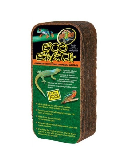 Zoo Med Eco Earth Compressed Coconut Fiber Expandable Substrate - 1 Pack (Makes 7-8 Liters)