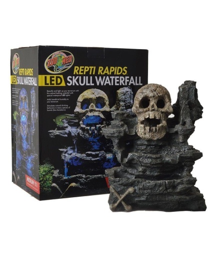 Zoo Med Repti Rapids LED Skull Waterfall - Medium - (11.5"L x 6.0"W x 14.0"H)