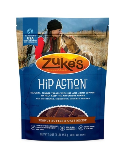 Zukes Hip Action Dog Treats - Peanut Butter & Oats Recipe - 1 lb