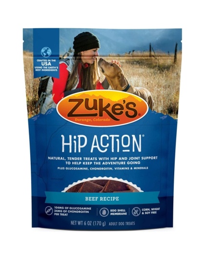 Zukes Hip Action Hip & Joint Supplement Dog Treat - Roasted Beef Recipe - 6 oz