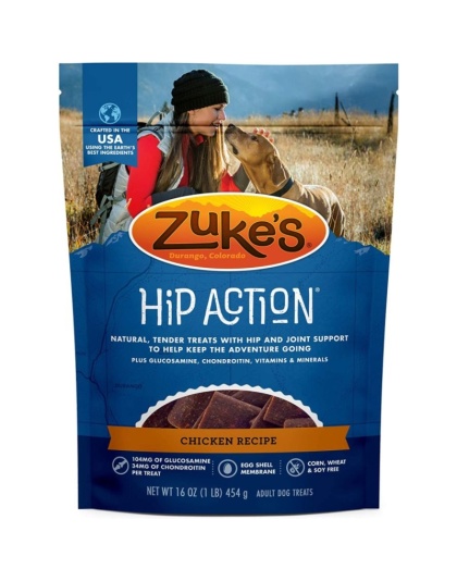Zukes Hip Action Hip & Joint Supplement Dog Treat - Roasted Chicken Recipe - 1 lb