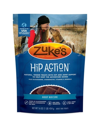Zukes Hip Action Hip & Joint Supplement Dog Treat - Roasted Beef Recipe - 1 lb