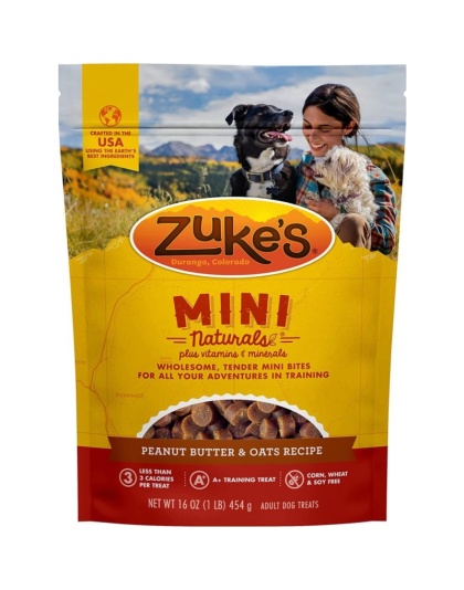 Zukes Mini Naturals Dog Treats - Peanut Butter & Oats Recipe - 1 lb