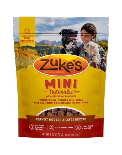 Zukes Mini Naturals Dog Treats - Peanut Butter & Oats Recipe - 6 oz
