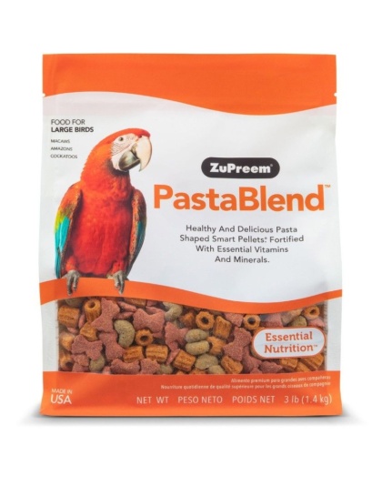 ZuPreem PastaBlend Pellet Bird Food for Larg Birds (Macaw and Cockatoo) - 3 lbs